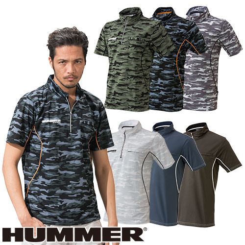 半袖ジップアップシャツ HUMMER ハマー 半袖ジップシャツ 115425 半袖シャツ