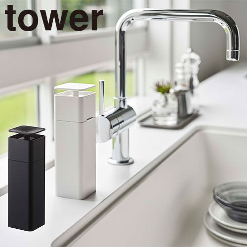 ◎商品名：タワー Tower 片手で出せるディスペンサー◎メーカー：山崎実業◎品番：5213、5214◎カラー：ホワイト、ブラック◎製品サイズ：約5.5×5.5×18.5cm◎材質：容器・蓋：PET-