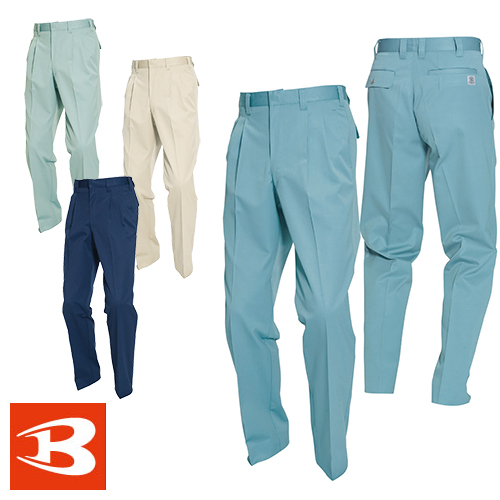 ◎商品名：ツータックパンツ◎メーカー：バートル（BURTLE）◎品番：610◎カラー：1.アースグリーン、22.ライトベージュ、3.ネイビー、4.ミストブルー◎サイズ：70、73、76、79、82、8