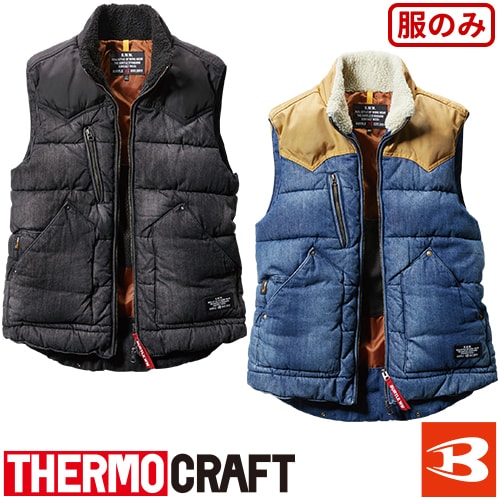 ◎商品名：サーモクラフト 防寒デニムベスト【バッテリー別売】◎メーカー：バートル（BURTLE）◎品番：5004◎カラー：45.インディゴ、35.ブラック◎サイズ：S、M、L、XL、XXL◎素材：表地