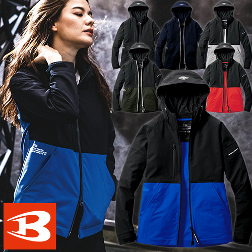 ◎商品名：4WAYストレッチパーカージャケット◎メーカー：バートル（BURTLE）◎品番：9505◎カラー：35.ブラック、3.ネイビー、5.シルバー、61.アーミカーキ、47.サーフブルー、98.カ