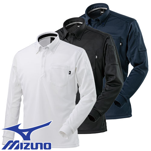 ◎商品名：制電ワークボタンダウンポロシャツ(長袖)◎メーカー：ミズノ（MIZUNO）◎品番：F2JA118101、F2JA118109、F2JA118114、F2JA118107、F2JA118125