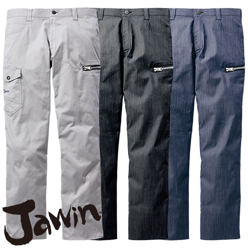 ◎商品名：Jawin ストレッチノータックカーゴパンツ◎メーカー：自重堂◎品番：57402◎カラー：036 シルバー、044 ブラック、143 インディゴ◎サイズ：L64、L67、70、73、76、7