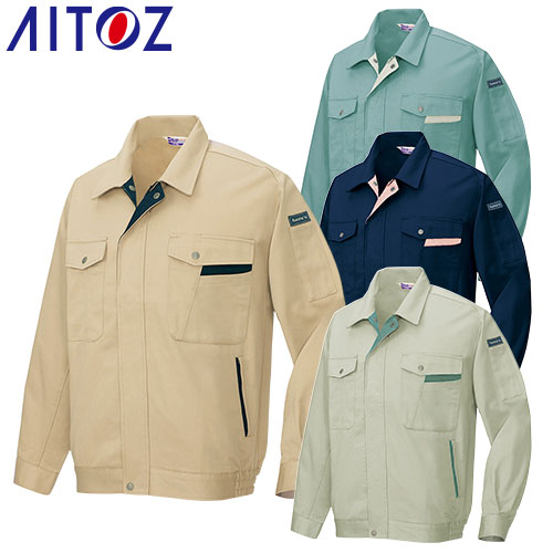 ◎商品名：長袖ブルゾン◎メーカー：アイトス（AITOZ）◎品番：AZ-771◎カラー：002ベージュ×ネイビー、005アースグリーン×ターコイズ、008ネイビー×ベージュ、027ターコイズアースグリー