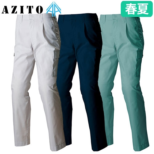 ◎商品名：シャーリングカーゴパンツ（1タック）◎メーカー：アイトス（AITOZ）◎品番：AZ-3451◎カラー：003シルバーグレー、008ネイビー、015グリーン◎サイズ：S、M、L、LL、3L、4