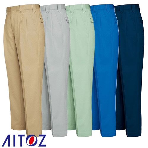 ◎商品名：ワークパンツ（2タック）◎メーカー：アイトス（AITOZ）◎品番：AZ-6462◎カラー：002ベージュ、004シルバーグレー、005アースグリーン、006ブルー、008ネイビー◎サイズ：7