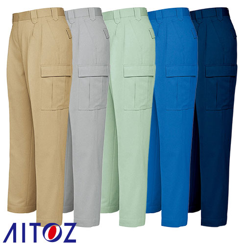 ◎商品名：カーゴパンツ（2タック）◎メーカー：アイトス（AITOZ）◎品番：AZ-6464◎カラー：002ベージュ、004シルバーグレー、005アースグリーン、006ブルー、008ネイビー◎サイズ：7