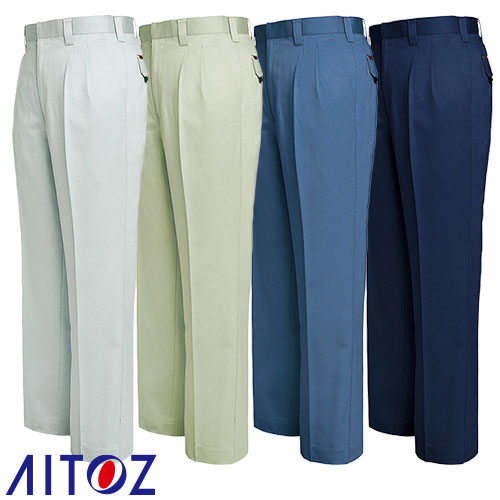 ◎商品名：ワークパンツ（2タック）◎メーカー：アイトス（AITOZ）◎品番：AZ-6532◎カラー：004シルバーグレー、005アースグリーン、006ブルー、008ネイビー◎サイズ：70、73、76、