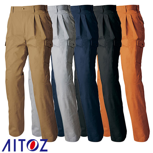 ◎商品名：カーゴパンツ（2タック）◎メーカー：アイトス（AITOZ）◎品番：AZ-6544◎カラー：002ベージュ、004グレー、008ネイビー、044チャコール、063オレンジ◎サイズ：73、76、