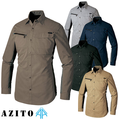 ◎商品名：長袖シャツ（薄地）◎メーカー：アイトス（AITOZ）◎品番：AZ-30635◎カラー：003シルバーグレー、008ネイビー、010カーキブラック、024モカ、025カーキ◎サイズ：S、M、L