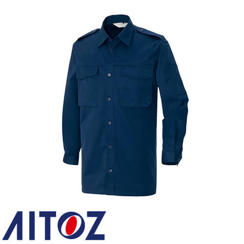 ◎商品名：防災シャツ（厚地）◎メーカー：アイトス（AITOZ）◎品番：AZ-63002◎カラー：008ネイビー◎サイズ：SS、S、M、L、LL、3L、4L、5L、6L◎規格：JIS T8118 静電気