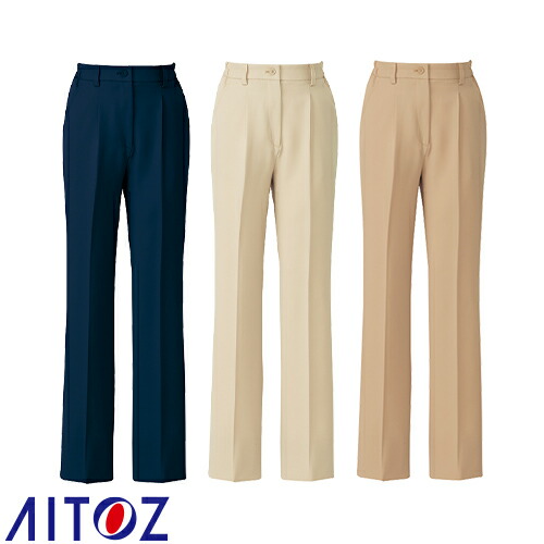 ◎商品名：レディースシャーリングパンツ(1タック)◎メーカー：アイトス（AITOZ）◎品番：AZ-7644◎カラー：012ライトベージュ、032モカ、088ネイビー◎サイズ：SS、S、M、L、LL、3
