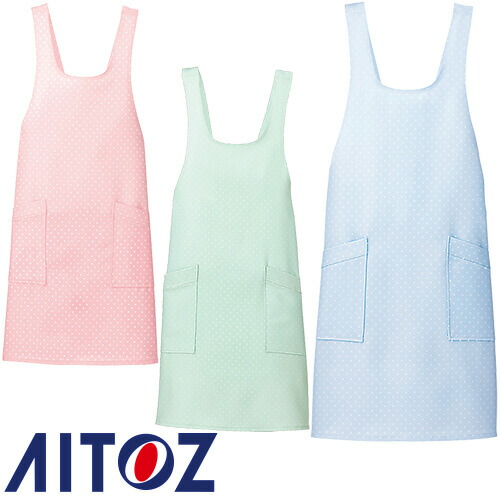 ◎商品名：ドットエプロン◎メーカー：アイトス（AITOZ）◎品番：861377◎カラー：007サックス、035ミント、060ピンク◎サイズ：F◎素材：ストレッチギャバ 綾織り：ポリエステル100%◎機