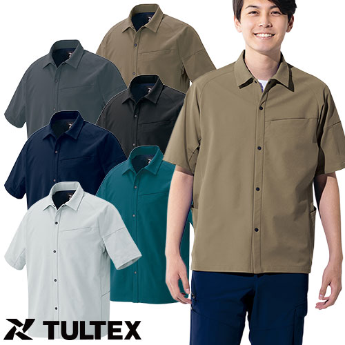 ◎商品名：TULTEX 半袖シャツ（男女兼用）◎メーカー：アイトス（AITOZ）◎品番：AZ-4237◎カラー：003シルバーグレー、005グリーン、008ネイビー、010ブラック、014チャコール、