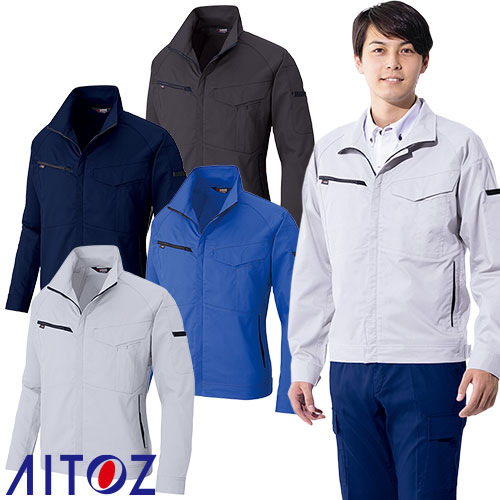 ◎商品名：長袖ブルゾン（男女兼用）◎メーカー：アイトス（AITOZ）◎品番：AZ-6840◎カラー：003シルバーグレー、006ロイヤルブルー、008ネイビー、014チャコール◎サイズ：SS、S、M、
