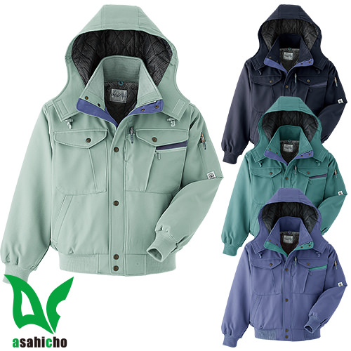 ◎商品名：ブルゾン◎メーカー：Asahicho◎品番：E45000◎カラー：4 オリーブ、7 ネイビー、17 アースミント、19 パープル◎サイズ：M、L、LL、3L、4L、5L、6L◎規格：エコマー