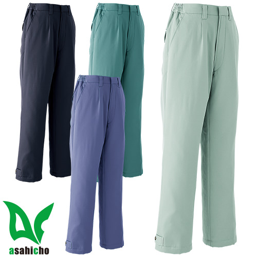 ◎商品名：パンツ(ワンタック脇シャーリング)◎メーカー：Asahicho◎品番：E45500◎カラー：4 オリーブ、7 ネイビー、17 アースミント、19 パープル◎サイズ：M、L、LL、3L、4L、