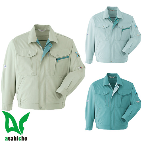 ◎商品名：長袖ブルゾン◎メーカー：Asahicho◎品番：A2◎カラー：6 カーキグリーン、10 アイスグリーン、117 ミントグリーン◎サイズ：S、M、L、LL、3L、4L、5L、6L◎規格：制電防