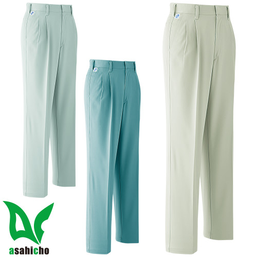 ◎商品名：パンツ(ツータック)◎メーカー：Asahicho◎品番：A85◎カラー：6 カーキーグリーン、10 アイスグリーン、17 アースミント◎サイズ：70、73、76、79、82、85、88、91