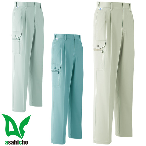 ◎商品名：カーゴパンツ(ツータック)◎メーカー：Asahicho◎品番：A86◎カラー：6 カーキーグリーン、10 アイスグリーン、17 アースミント◎サイズ：70、73、76、79、82、85、88