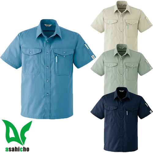 ◎商品名：半袖シャツ◎メーカー：Asahicho◎品番：E038◎カラー：3 ベージュ、4 オリーブ、7 ネイビー、55 ロイヤルブルー◎サイズ：S、M、L、LL、3L、4L、5L、6L◎規格：制電防