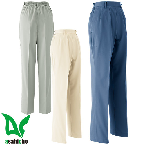 ◎商品名：レディスパンツ(ツータック後ろシャーリング)◎メーカー：Asahicho◎品番：E501◎カラー：2 アイボリー、3 ブルー、17 オリーブ◎サイズ：S、M、L、LL、3L、4L、5L◎規格