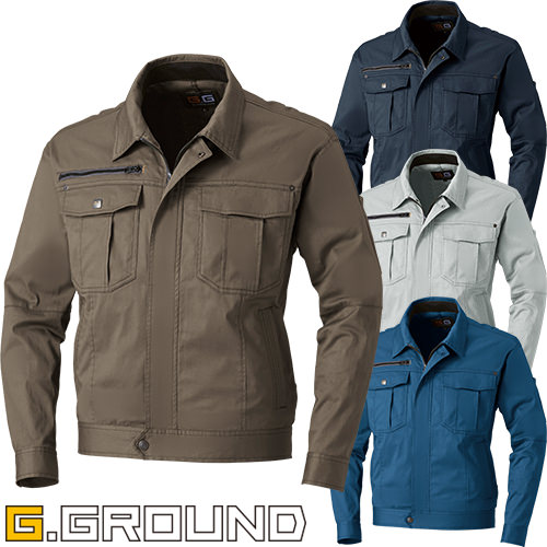 ◎商品名：G.GROUND 長袖ブルゾン◎メーカー：桑和(SOWA)◎品番：163◎カラー：1.ネイビー、22.シルバーグレー、54.インディゴ、91.カーキー◎サイズ：S、M、L、LL、3L、4L、