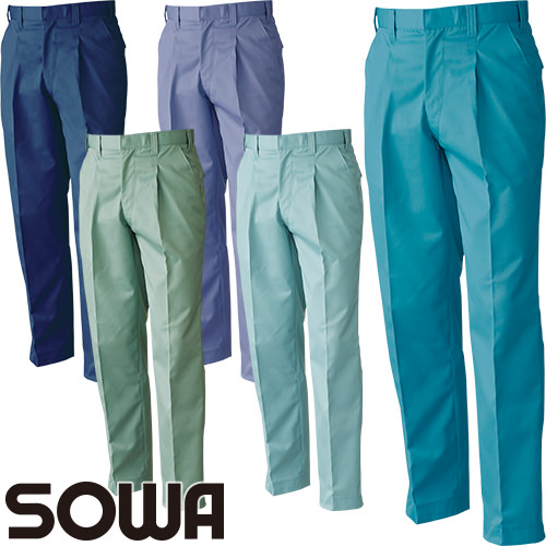 ◎商品名：ワンタックスラックス◎メーカー：桑和(SOWA)◎品番：4339◎カラー：1.ネイビー、21.ブルーグレー、107.モスグリーン、204.パウダブルー、205.ケンブリッヂブルー◎サイズ：7