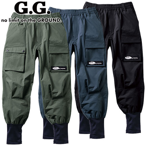 ◎商品名：G.GROUND ジョガーパンツ（ノータック）◎メーカー：桑和(SOWA)◎品番：7378-07◎カラー：4 ブラック、23 チャコールグレー、82 アーミー◎サイズ：S、M、L、LL、3L
