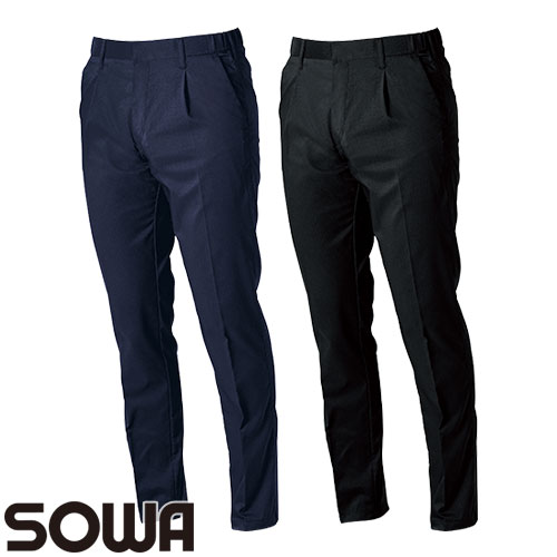 ◎商品名：スラックス（ワンタック 脇ゴム）◎メーカー：桑和(SOWA)◎品番：9528-09◎カラー：1 ネイビー、4 ブラック◎サイズ：GS、GM、GL、GLL、G3L、S、M、L、LL、3L、4L