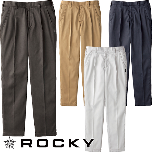 ◎商品名：ユニセックスワンタックパンツ◎メーカー：ロッキー(ROCKY)◎品番：RP6914◎カラー：5 キャメル、8 ネイビー、22 チャコールグレー、32 シルバーグレー◎サイズ：WS、WM、WL