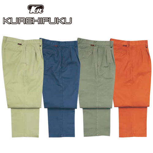 ◎商品名：ツータックパンツ◎メーカー：クレヒフク(KURE)◎品番：285◎カラー：11 カーキ、31 ネイビー、62 オリーブ、72 オレンジ◎サイズ：70cm、73cm、76cm、79cm、82c