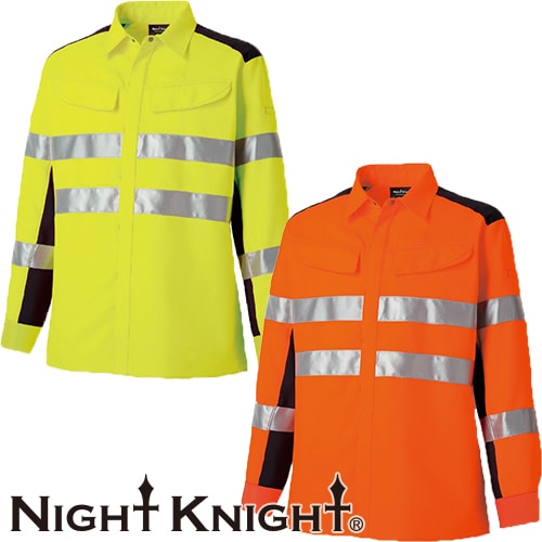 ◎商品名：Night Knight 高視認性長袖シャツ◎メーカー：タカヤ商事(TAKAYA)◎品番：TU-NP28◎カラー：07.イエロー、31.オレンジ◎サイズ：M、L、LL、3L、4L、5L◎規格