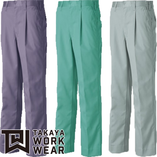 ◎商品名：ワンタックパンツ◎メーカー：タカヤ商事(TAKAYA)◎品番：AZ-5818◎カラー：06.ブルーグレー、14.モスグリーン、15.エメラルド◎サイズ：S、M、L、LL、3L、4L◎素材：綿