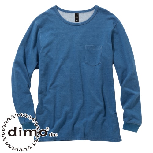◎商品名：長袖クルーネックTシャツ◎メーカー：dimo(ディモ)◎品番：D4081◎カラー：109.インディゴブルー◎サイズ：SS、S、M、L、LL、EL、4L、5L◎素材：素材：ニットデニム混率：綿