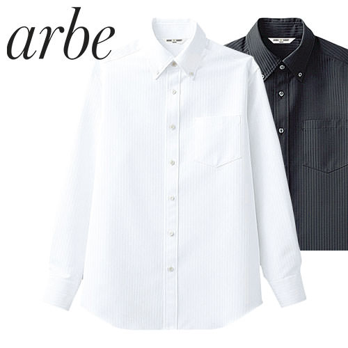 ◎商品名：長袖ボタンダウンシャツ◎メーカー：チトセ(arbe)◎品番：BC-6918◎カラー：C-1 ホワイト、C-10 ブラック◎サイズ：S、M、L、LL、3L◎素材：シャドーストライプ（ポリエステ