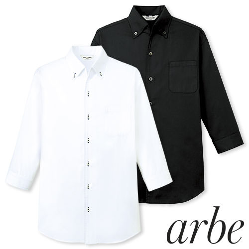 ◎商品名：七分袖タンダウンシャツ◎メーカー：チトセ(arbe)◎品番：EP-7823◎カラー：C-1 ホワイト、C-10 ブラック◎サイズ：SS、S、M、L、LL、3L、4L◎素材：シャドーストライプ