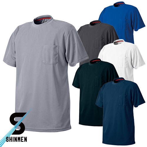 ◎商品名：吸汗速乾半袖Ｔシャツ◎メーカー：シンメン◎品番：218◎カラー：02.グレー、05.ネイビー、06.ブラック、07.ホワイト、22.ダークグレー、30.ブルー◎サイズ：S、M、L、LL、3L
