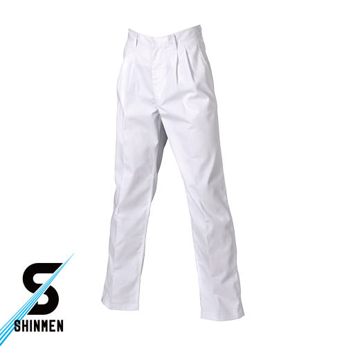 ◎商品名：男性用ツータックパンツ◎メーカー：シンメン◎品番：19000◎カラー：07.ホワイト◎サイズ：73、76、79、82、85、88、91、96、101、106、111◎素材：ポリエステル65％