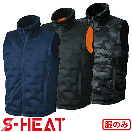 ◎商品名：S-HEATシームレスベスト【バッテリー別売】◎メーカー：シンメン◎品番：01920◎カラー：05.ネイビー、06.ブラック、76.シャドー◎サイズ：S、M、L、LL、3L、4L、5L◎素材