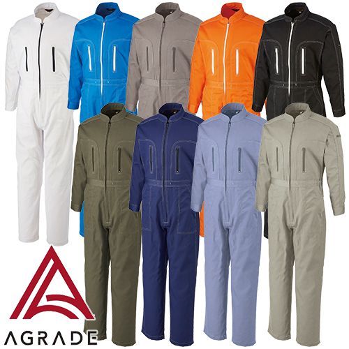 ◎商品名：パルパー長袖ツナギ服◎メーカー：アサヒ産業◎品番：100◎カラー：001 ホワイト、002 ロイヤルブルー、003 グレー、004 オレンジ、007 ブラック、008 オリーブ、009 ネイ