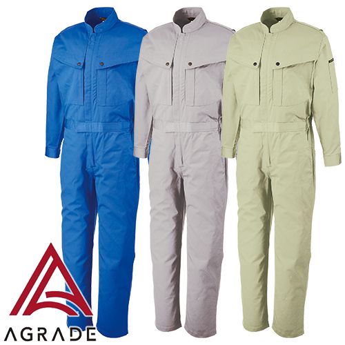 ◎商品名：長袖ツナギ服◎メーカー：アサヒ産業◎品番：SA1200◎カラー：002 ブルー、003 グレー、005 グリーン◎サイズ：S、M、L、LL、3L、4L、5L◎素材：綿50%・ポリエステル50