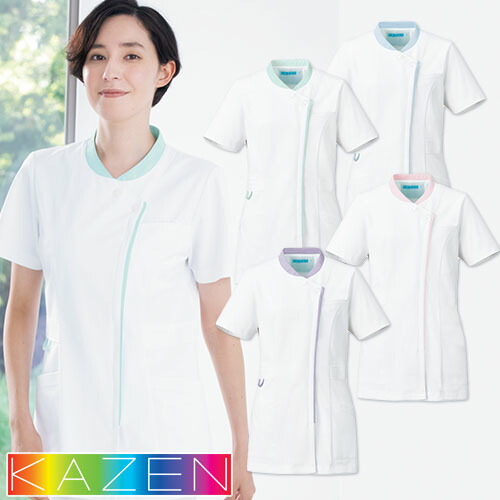 ◎商品名：レディスジャケット半袖◎メーカー：KAZEN(カゼン)◎品番：778-21、778-22、778-23、778-24◎カラー：21 ホワイト×サックス、22 ホワイト×ミントグリーン、23 
