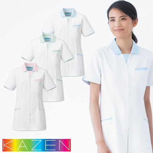 ◎商品名：レディスジャケット半袖◎メーカー：KAZEN(カゼン)◎品番：779-21、779-22、779-23◎カラー：21 ホワイト×サックス、22 ホワイト×ミントグリーン、23 ホワイト×ピン