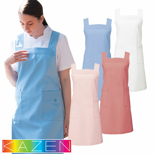 ◎商品名：エプロン◎メーカー：KAZEN(カゼン)◎品番：YW41-1、YW41-6、YW41-18、YW41-19◎カラー：C/1 ホワイト、C/6 ピーチピンク、C/18 コーラルピンク、C/19