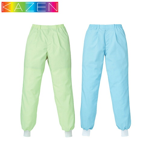 ◎商品名：メンズスラックス◎メーカー：KAZEN(カゼン)◎品番：437-21、437-22◎カラー：21 サックス、22 ミントグリーン◎サイズ：S、M、L、LL、3L、4L◎規格：HACCP対応（