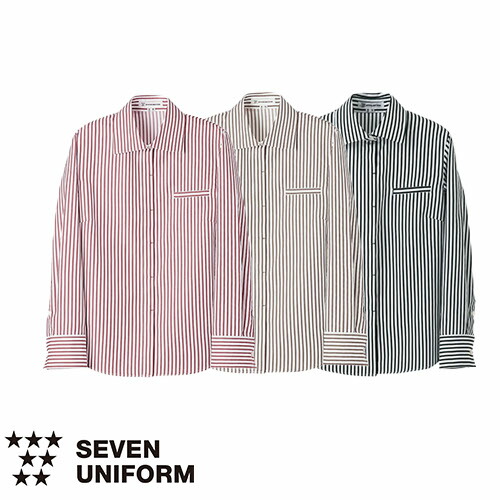 ◎商品名：シャツ 長袖[女]◎メーカー：セブンユニフォーム◎品番：WH7616-2、WH7616-6、WH7616-9◎カラー：2 ワイン×ホワイト、6 ブラウン×ホワイト、9 ブラック×ホワイト◎サ