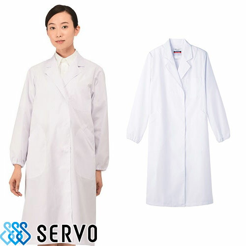 ◎商品名：女性用検査衣長袖◎メーカー：サーヴォ(Servo)◎品番：MR220◎カラー：ホワイト◎サイズ：S、M、L、LL、3L、4L、5L◎素材：ポプリン ポリエステル 65% 綿 35% 微生物の