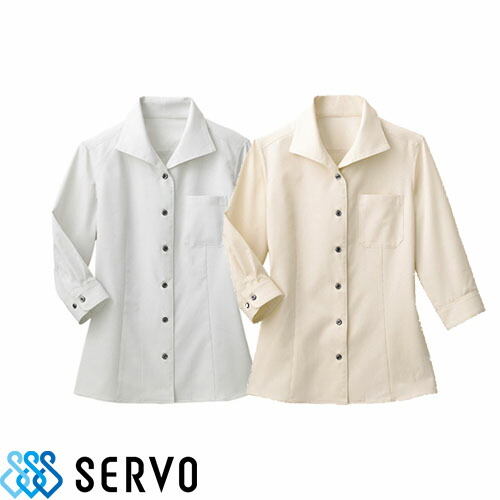 ◎商品名：ブラウス◎メーカー：サーヴォ(Servo)◎品番：SBLL-1201◎カラー：A6 ベージュ、B6 グレー◎サイズ：7号、9号、11号、13号、15号、17号◎素材：スプリンジー・ストレッチ