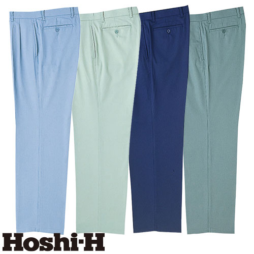◎商品名：スラックス◎メーカー：ホシ服装◎品番：2500◎カラー：2 ミストブルー、5 アースグリーン、6 ネイビー、8 エメラルドグリーン◎サイズ：73、76、79、82、85、88、91、95、1